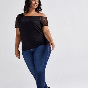 Black Lace Off-Shoulder Top